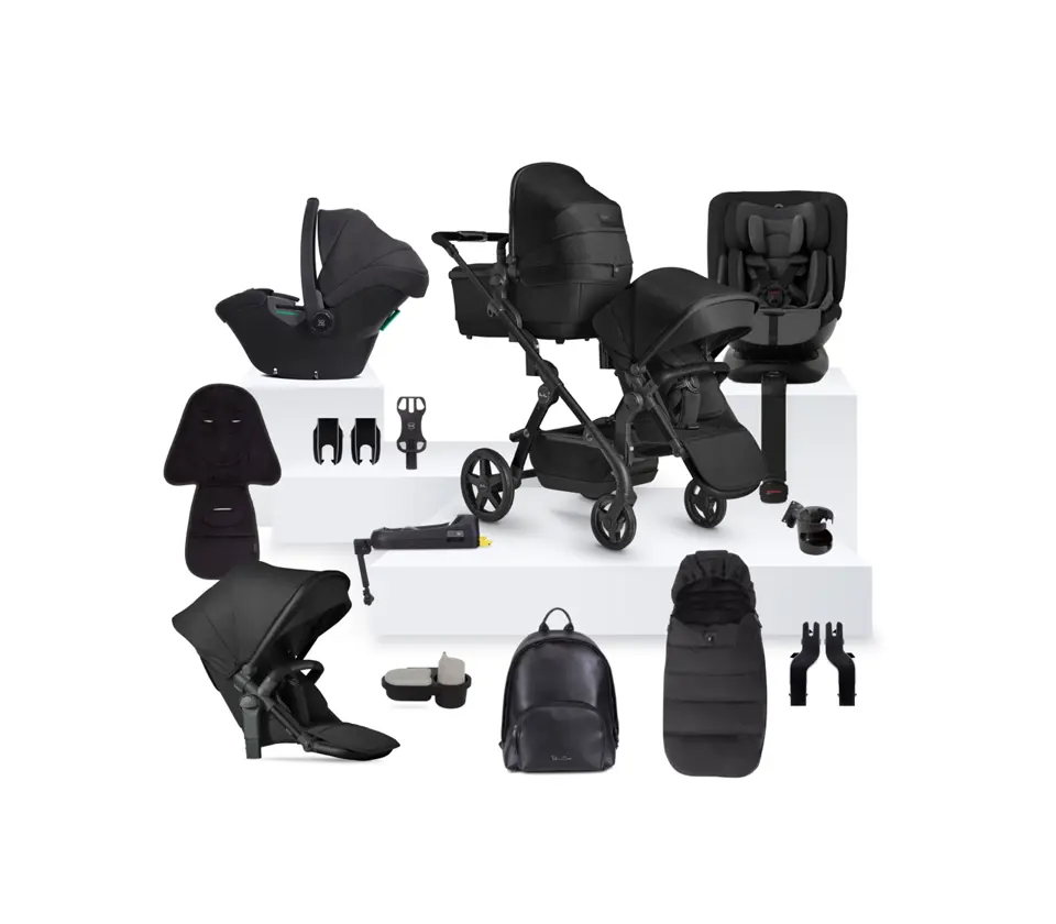 View Silver Cross Wave 3 Onyx Single to Double Travel System Ultimate Motion Bundle 21 piece information