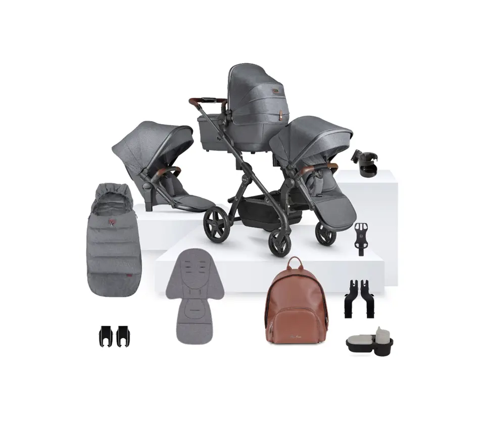 View Silver Cross Wave 3 Lunar Single to Double Travel System Accessory Bundle 18 piece information