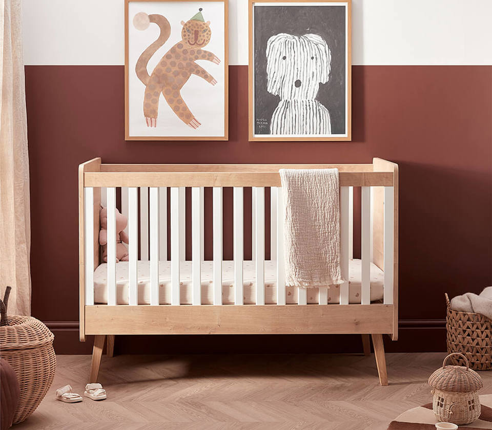 View Silver Cross Westport oak convertible cot bed to toddler bed information