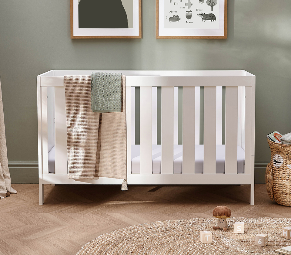 View Silver Cross Bromley white convertible cot bed to toddler bed information