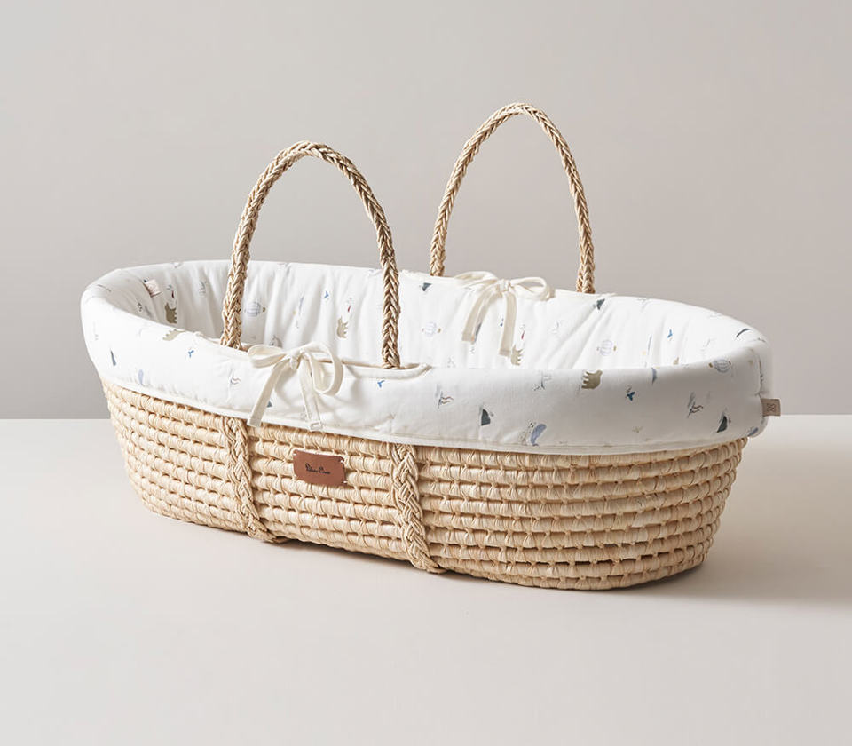 View Silver Cross Luxury Moses Basket with 100 Organic Adventure Liner Fitted Sheets information