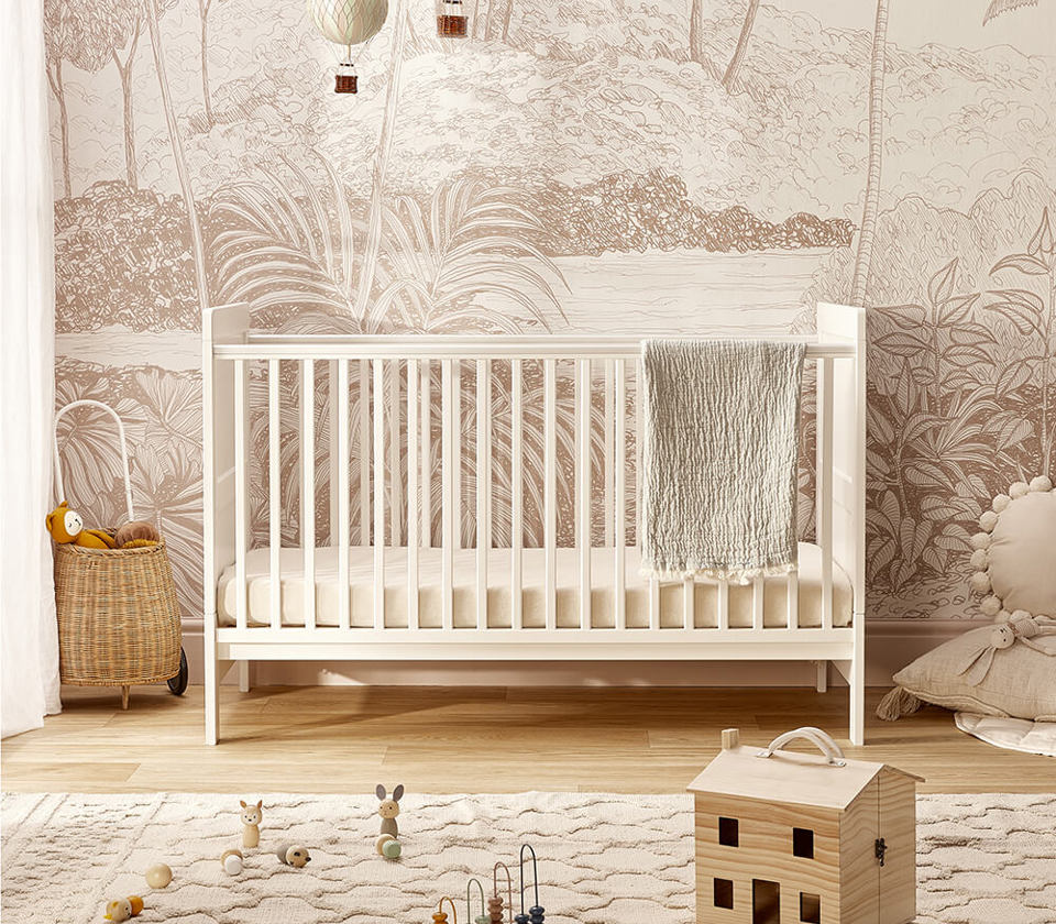 View Silver Cross Devon white convertible cot bed to toddler bed information
